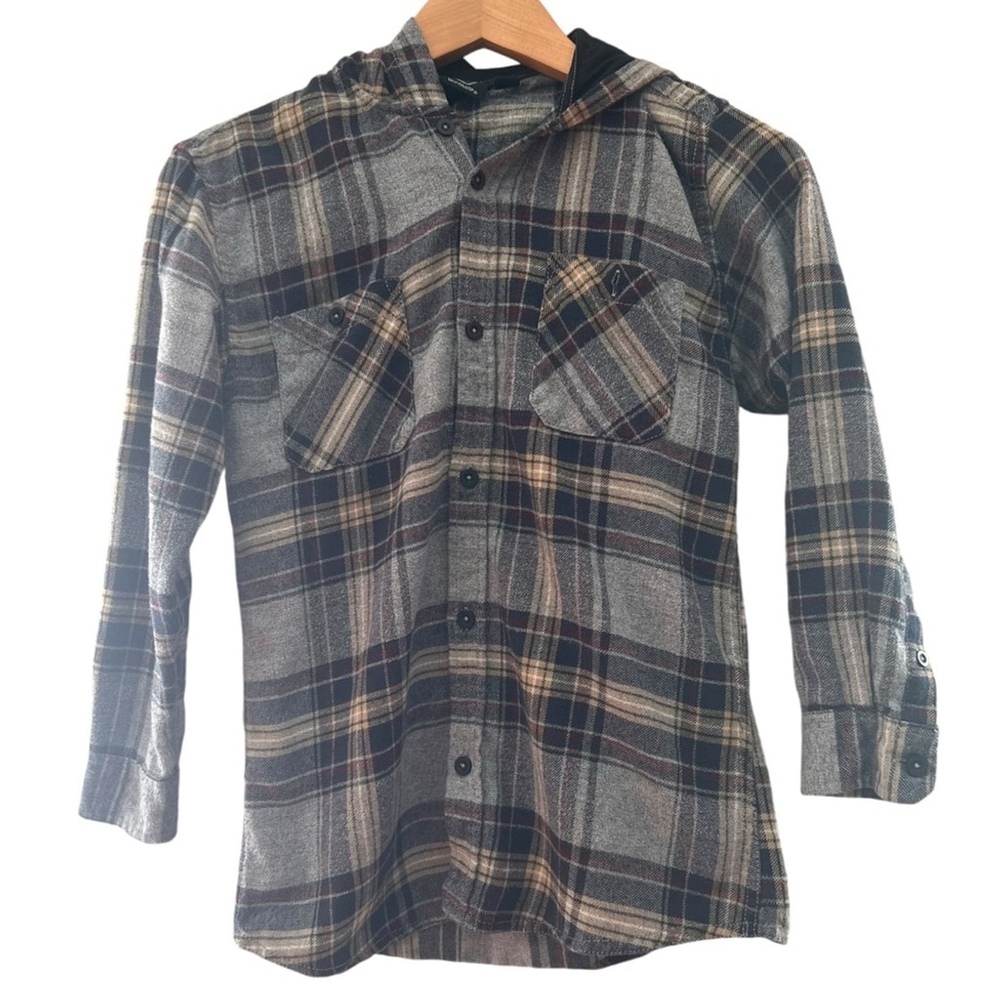 Burnside hoodie button down flannel size medium 10/12